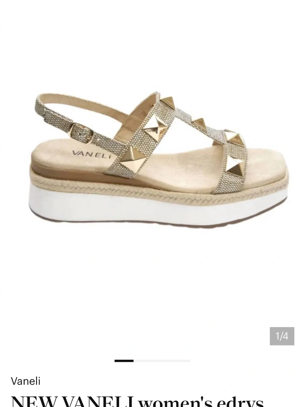 VANELI Gold Studded EDRYS Raffia Platform Sandal NWT SIZE 7.5 medium $115
